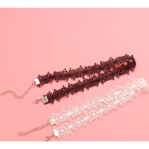 1PC Korea Simple Black White Lace Short Chokers Necklaces for Women Female Fashion Collar Chain Necklace Girl Party N39