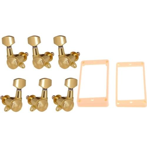 Gold Curved Pickup Mounting Rings+3R3L Tuners for Guitar Parts