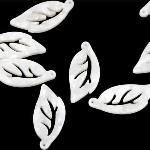 10 Pieces Acrylic Leaf Charms for Jewellery craft projects Gift 34X15 mm