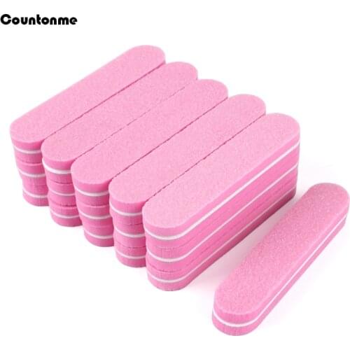 100Pcs Pink Nail File 100/180 Mini Sponge Nail Buffer Block Files For UV Gel Polishing Manicure Sanding Nail Art Tools Supply