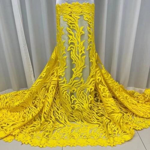 2021 Latest Yellow African Sequined Lace Fabric Embroidery French Mesh Lace Fabric With Sequins Nigerian Tulle Lace Party J4716