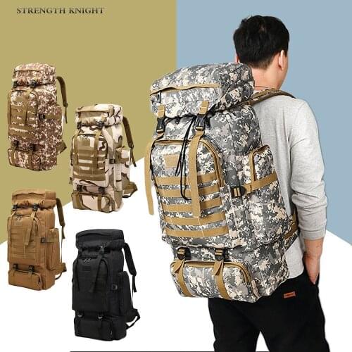 80L Large Capacity Military Backpack Mens Backpack Multifunction Waterproof Mountaineering Backpacks Wear-resisting Travel Bag