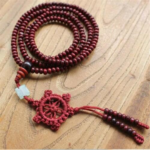 Car Pendant Natural Red Sandalwood 6MM Beads Multilayer Buddha Bracelet Men/ Women Handwork Gift