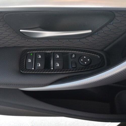 For BMW 3 Series f30 2016 2017 2018 Car Accessories 5 Pcs Car ABS Window Lift Door Button Control Frame Carbon Fiber