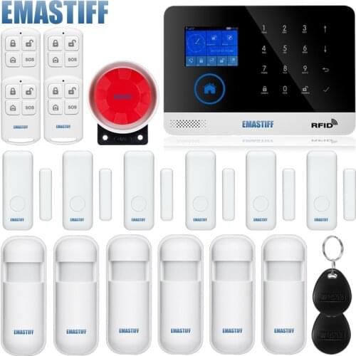 Wireless Home Security GSM WIFI Alarm System IOS Android APP Remote Control RFID Card PIR Sensor Door Sensor kit