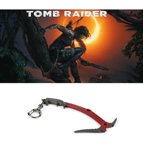 HEYu Game Tomb Raider Weapon keychain Lara Croft Climbing Axe Metal Pendant Key Chain Key Rings Bag Chaveiro