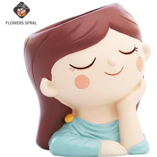 Big Head Doll Series Resin Planting Flower Pots, Couple Flower Pots, Confession Gifts, Creative Home Decoration Ornaments, Gifts