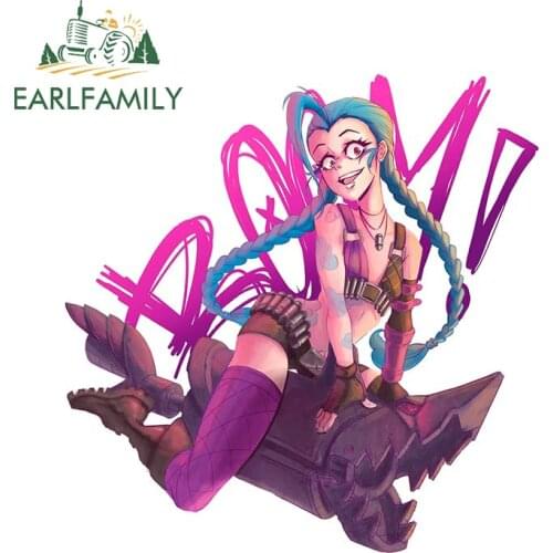 EARLFAMILY 13cm x 12.3cm for League of Legends Jinx Funny Car Stickers JDM DIY Decals Windows Occlusion Scratch Vinyl Car Wrap