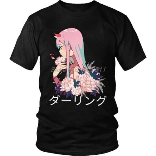 Tvoe Zero Two Cute Art Anime Manga T Shirt Men Short Sleeve Cotton T-shirt Darling In The Franxx Tees Top Fashion Tshirt Gift