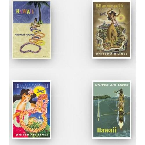 Hawaii vintage travel poster mural print on canvas-minimalism-home decor