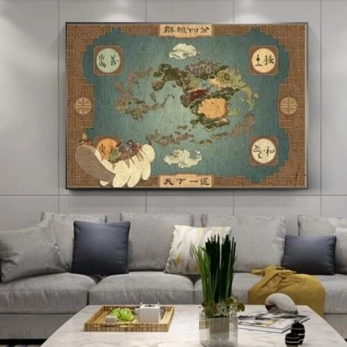 Canvas Painting Home Wall Art DecorAvatar The Last Airbender Map Prints Avatar The Legend of Aang Poster Appa From Avatar Art