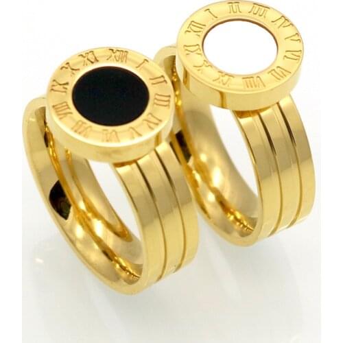 Famous Brand Women Ring Gold/Silver Colour Stainless Steel Ring Roman Numeral Shell Luxury Jewelry Female Top For Finger