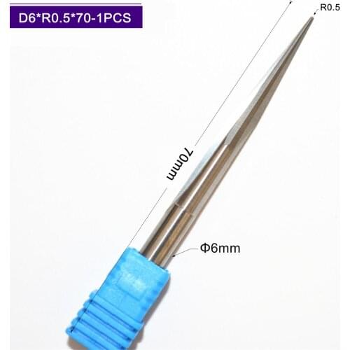 6mm*R0.5*70L,1pcs,Free shipping Taper Ball nose End Mill,CNC milling Cutter,Solid carbide tool,woodworking router bit
