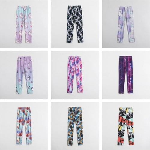 Summer Unicorn Girls Leggings Children Clothes Flower Print Trousers for Girls Kids Pants Toddler Gilrs Clothing Size 2-9 Years