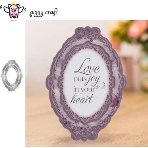Piggy Craft metal cutting dies cut die mold Lace oval frame plate Scrapbook paper craft knife mould blade punch stencils dies