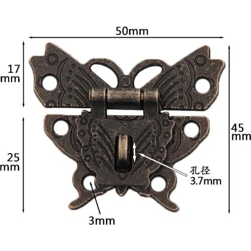 Hardware Decoration Crafts Bronze Wooden Case Butterfly Suitcase Hasp Buckle Jewelry Mini Box Clasp Toggle Latch