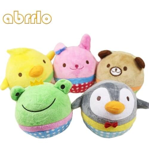 Abrrlo Soft Plush Solid Dog Ball Toys Puppy Cat Plush Dogs Toys For Small Dog Bite Resistant Cute Animal Designs Chew Squeaker