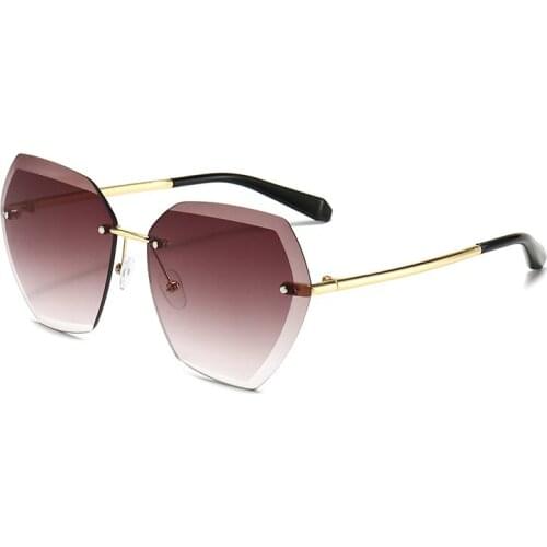 2021 New Rimless Womens Sunglasses Fashion Gradient Lenses Sun Glasses Lady Vintage Alloy Legs Classic Designer Shades