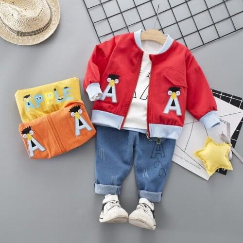NEW Autumn Baby Children Clothes Suit Boys Girls Cartoon Jackets T Shirt Pants 3Pcs/sets Kids Toddler Fashion Cotton Tracksuits