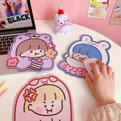 Cup Mat Cartoon Great Touch Cartoon Cute Girl Pattern Mouse Mat Pad for Travel