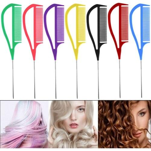 1 pcs New Hairdressers Barbers Metal Pin Tail Comb Rat Tail Comb For Styling Teasing Wide Tooth Pick Stylist Braiding Combs
