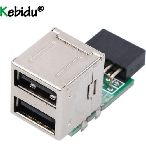 Portable Internal PC USB 2 Port 2.0 9Pin Female To 2 Port A Female Adapter Converter Motherboard PCB Board Card Extender New