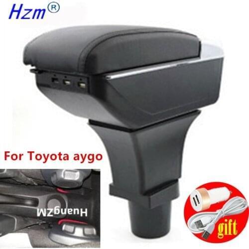 For Toyota aygo Armrest For Toyota aygo Interior special Retrofit parts Center Car Armrest box Center Storage box USB LED