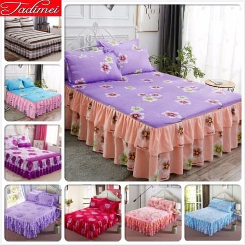 Floral Pattern Couple Adult Kid Girl Bed Skirt 120x200 150x200 180x200 180x220 200x220 Bedspread Single Queen King Size Bedskirt