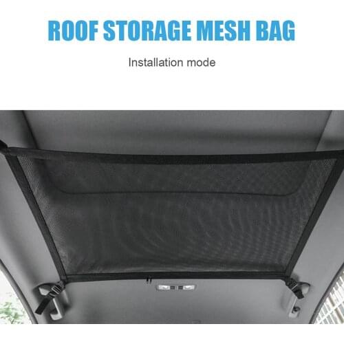 Car Ceiling Storage Net Car Trunk Storage Pocket Roof Interior Cargo Net Bag Pouch Sundries Storage Organizer