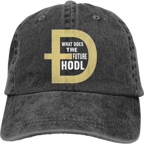 Adjustable Solid Color Baseball Cap What Doge The Future Hold Washed Cotton Doge Dogecoin Digital Currency Sports Woman Hat