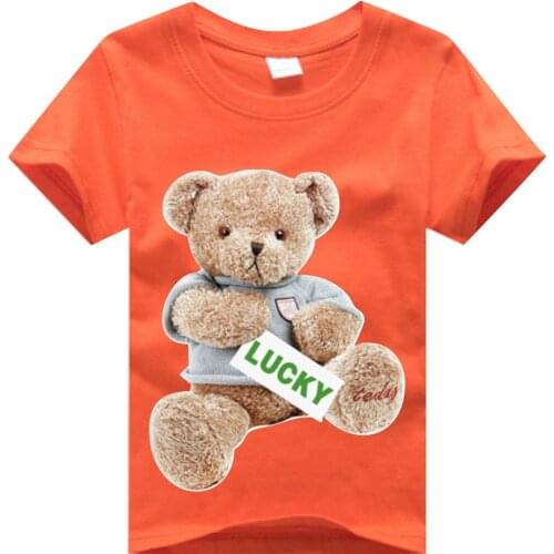 Bear Print Children T-shirt Kids Cotton T Shirts Boys Girls Teens Cartoon Anime Toddler Tees Short Sleeve Top 2-12T Summer
