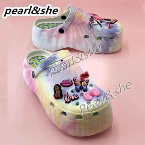 Summer colorful High Heels Platform Sandals Women Clogs Non-Slip Wedges Shoes For Women Increase Fashion Woman Garden Shoes