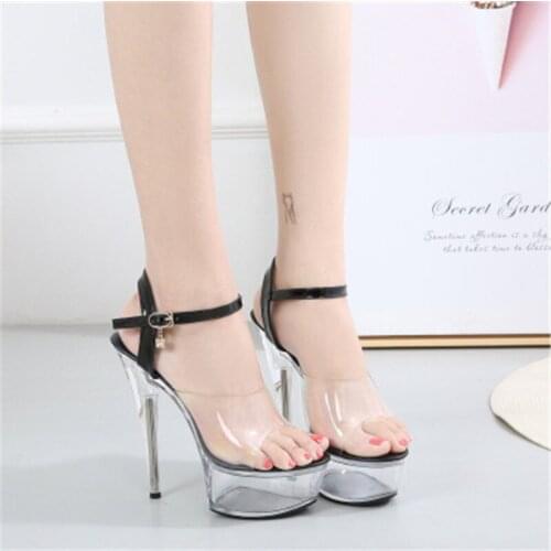 Sexy super high heel model 15CM stiletto sandals, transparent crystal shoes wedding shoe feast