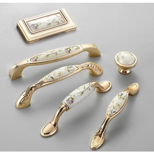 Antique Ceramic Cabinet Handles Chinese Vintage Desk Drawer Knobs Wardrobe Door Handles European Furniture Handle Hardware