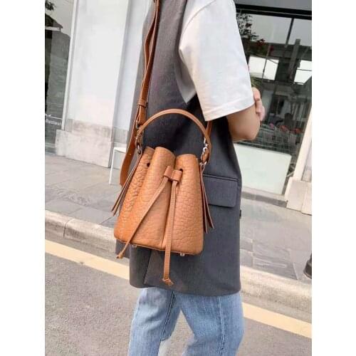 Grained goat skin totes bags Genuine leather Bucket bags crossbody bags real leather Shoulder Bags