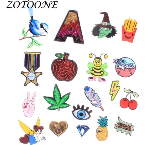 Iron on Patches for Clothing Letter Sequin Animal Bird Pineapple Applique Embroidery Flower Patches Iron on Clothes Decoration