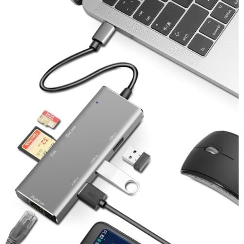 USB C HUB 1000Mbps 6 Ports USB 3.0 Type C HUB USB to Rj45 Gigabit Ethernet Adapter for MacBook Laptop Computer Accessories
