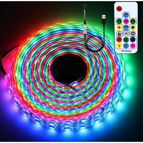 USB LED Strip RGB WS2812 WS2812B Addressable Pixel Tape 17Keys Remote Controller For TV Back Under Cabinet Lamp DC5V 1-5M