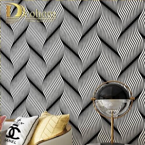 Black And White Grey Stripe PVC 3D wallpaper,High Quality modern wall paper for bedroom living room home decoration Waterproof