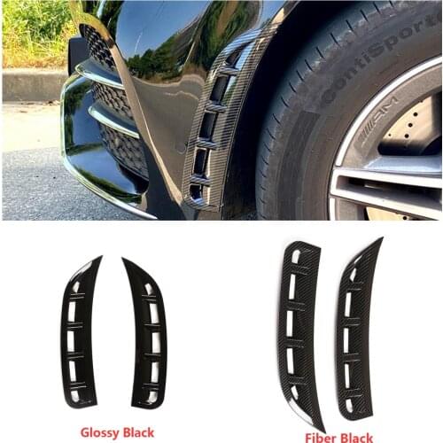 Car Front Bumper Intake Side Frame Casing Cover Decorate Acessories For Mercedes-Benz GLE 20-21 ABS Carbon Fiber Or Glossy Black