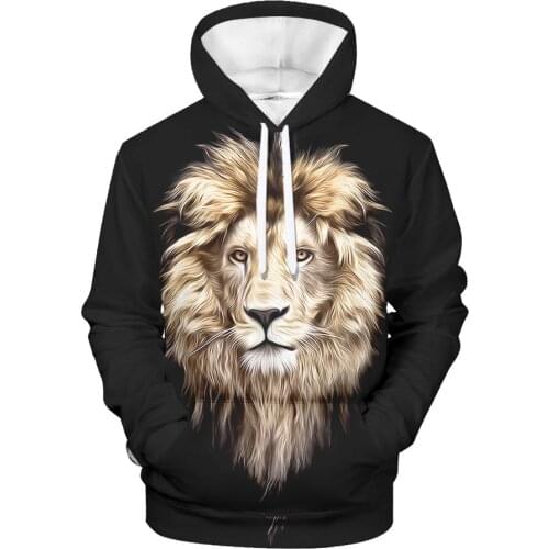 WAMNI Lion Hoodie 3D Print High Street Pullovers 3D Ferocious Animal Warm Stylish Man Oversize Cool Black Hooded Sweatshirts