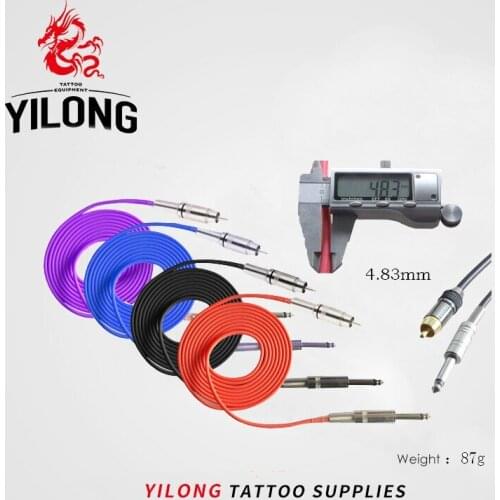 YILONG 1 pcs/set Clip Cord Imported silicone RCA clip 2.4m Wholesale price for Tattoo Machine Gun Power Supply