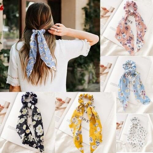 2021 Bohemian Style Flower Printted Fashion Women Scrunchies Hair Accessories Ribbon Lady Beach Elastic Hairband Headband