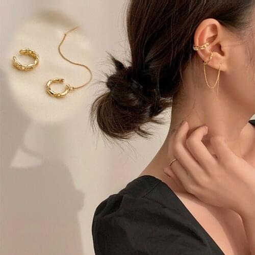 New Fashion Gold Metal Tassel Earrings Women Asymmetry Circle Long Earings 2020 Korean Jewelry Statement Geometric Pendientes