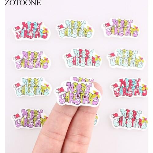 ZOTOONE Letter Christmas Wooden Buttons For Crafts Clothing Diy Handmade Scrapbooking Accessories Sewing Wood Button Scrapbook