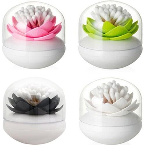 1Pc Durable Lotus Home Decor Toothpick Cotton Bud Swab Holder Storage Organizer Box 4 Colors Table Decoration Accessories