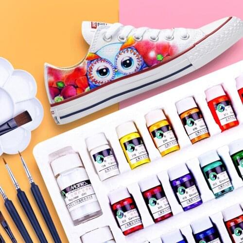 12/18/24/36 Colors 10ml Dope-Dyed Fiber Permanent Fabric Paint Set Textile Acrylic Paints for Diy Clothes Canvas Bags Waterproof