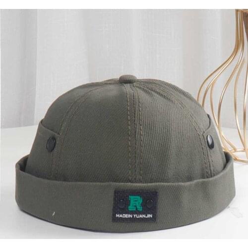 2021 new Retro Unisex Docker Sailor Biker Cap Men Women Adjustable Casual Brimless bone Loop Beanie Hat Solid Harajuku Spring