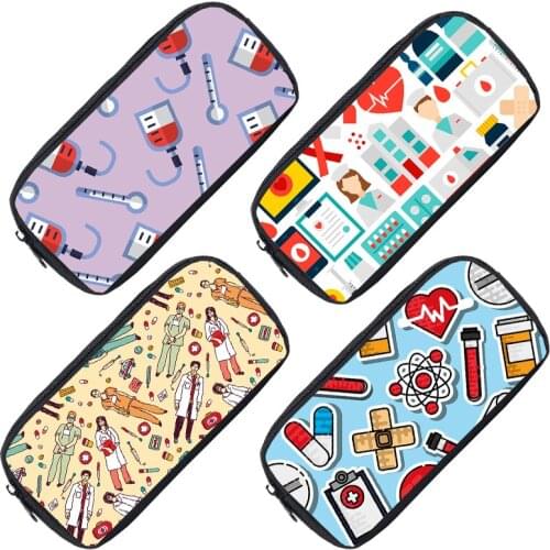 3D Makeup Box Bags Mochila Anime Doctor Nurse ECG Printing Pencil Case School Supplies Kids Stationery Storage Pouch Cosmetic
