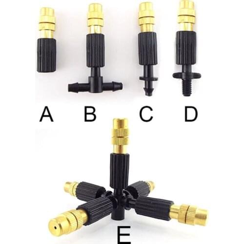 4/7mm Barb Tee Water Hose Connector Garden Watering 6mm Screw Misting Brass Nozzle Micro Drip Irrigation Spray Sprinkler Head